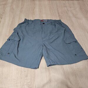 Reel Legends Men's Blue Nylon Quick Dry Fishing Cargo Shorts Size 36 Hiking